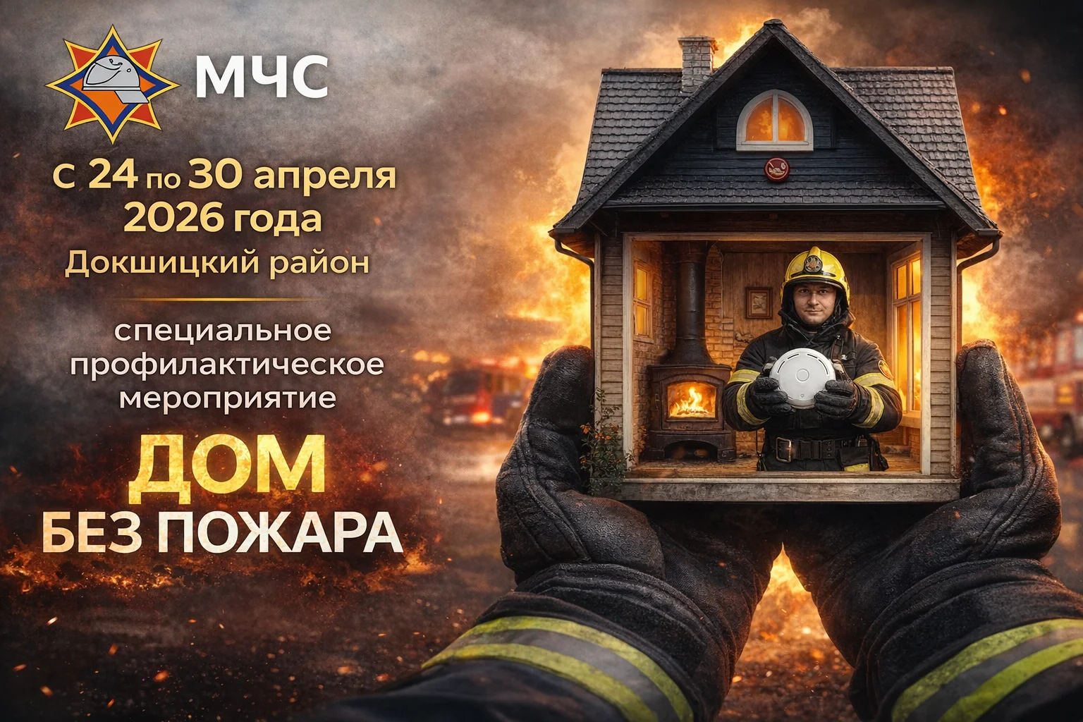 С 24 по 30 апреля 2026 года в Докшицком районе пройдёт специальное профилактическое мероприятие «Дом без пожара»